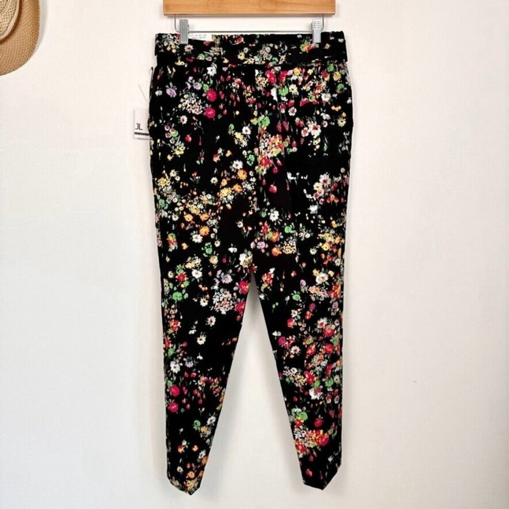 Jules & Leopold Ankle Length Pants Black Women's Small Floral Pull On Tapered - Picture 7 of 13